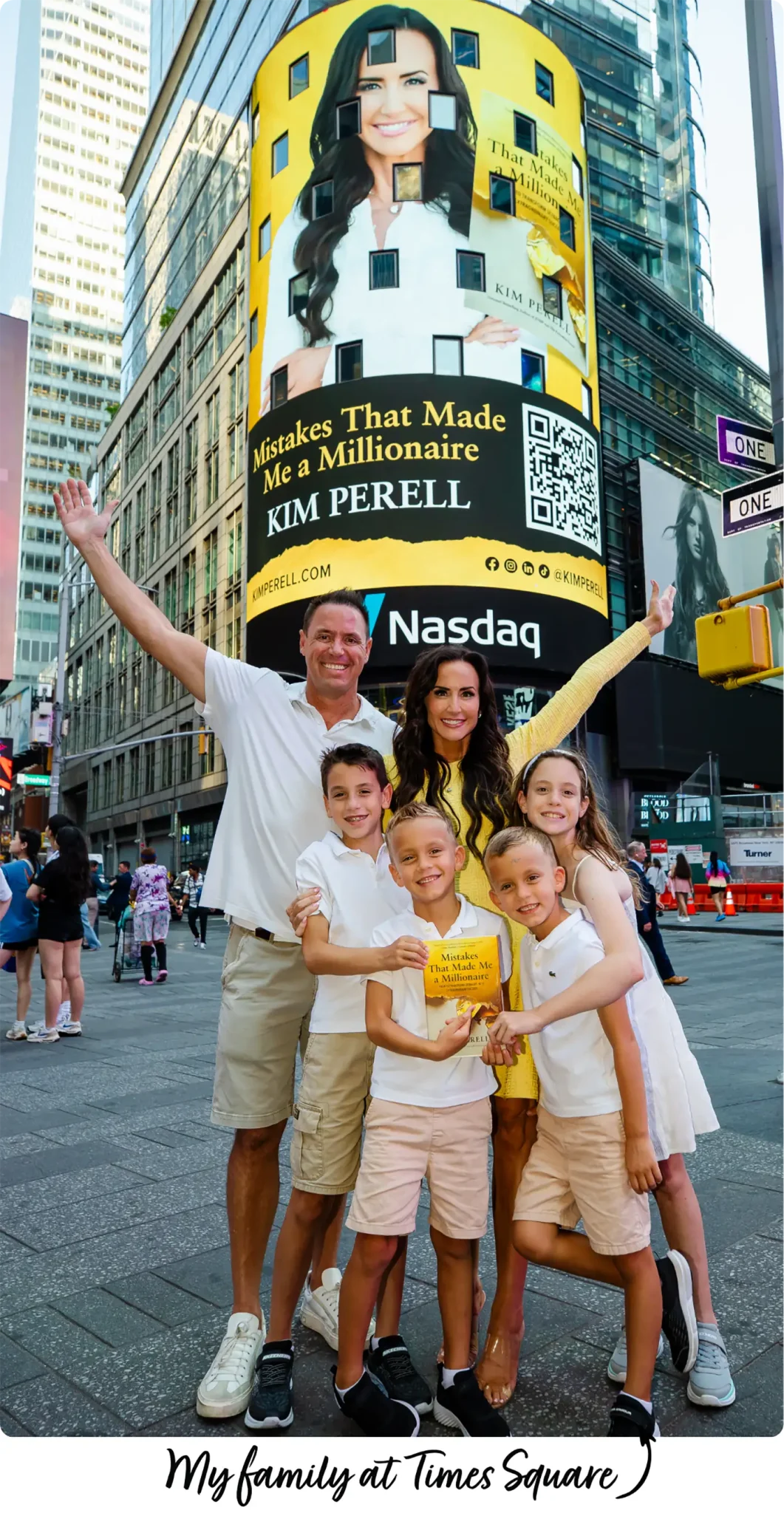 kim with family in times square