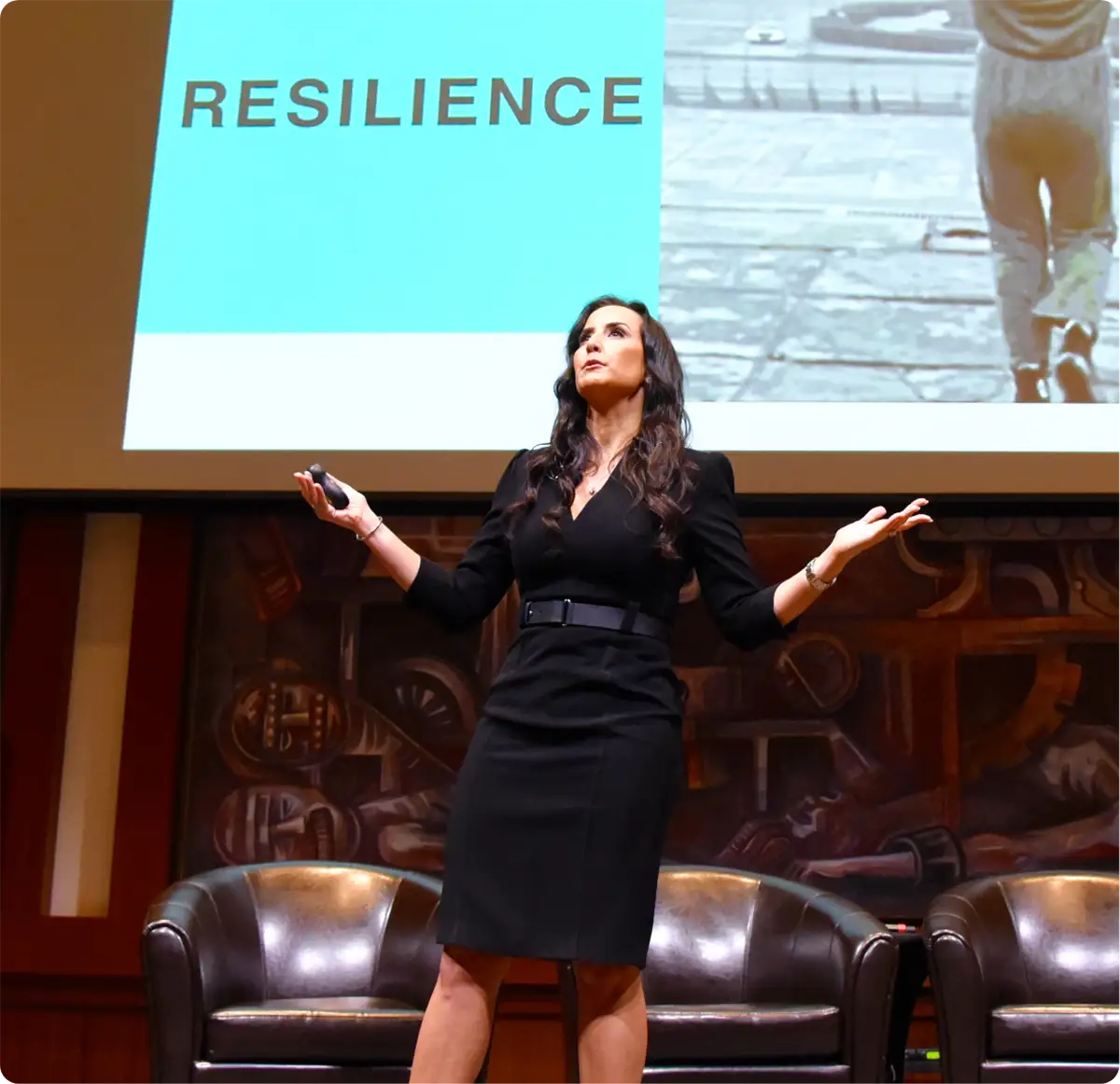 kim speaking at event